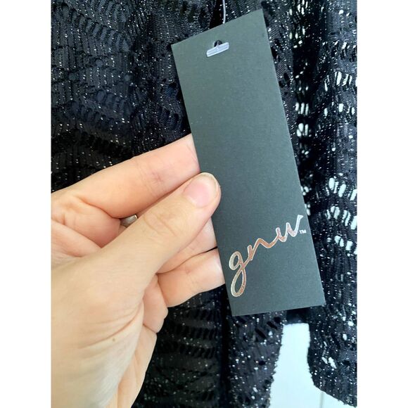 GNU NWT Black Sparkle Fringe Crochet Shift Dress, Size Medium, MSRP $60 - Picture 3 of 9